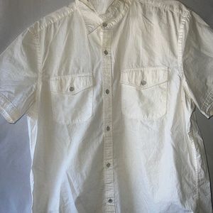 American Eagle AE All-White Short Sleeve Button Down - Large